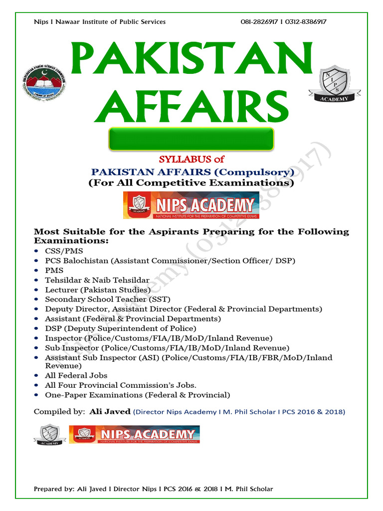 1. Course Outline of Pak Affairs (20 Jan, 2025) PDF | PDF | Pakistan ...