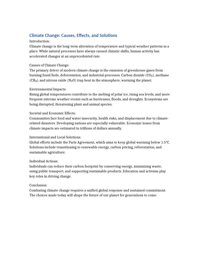 3 Climate Change Causes Effects Solutions | PDF
