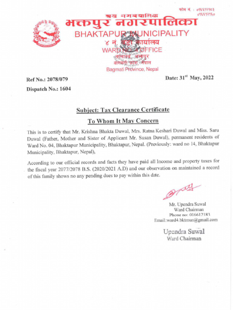 Tax Clearance Certificate Pdf