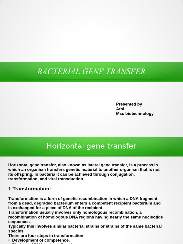 Bacterialgenetransfer 210731065239 | PDF | Dna | Bacteria