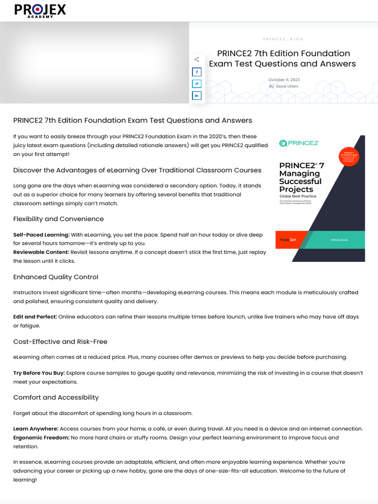 PRINCE2 7th Edition Exam Q&A Guide | PDF | Project Management | Risk