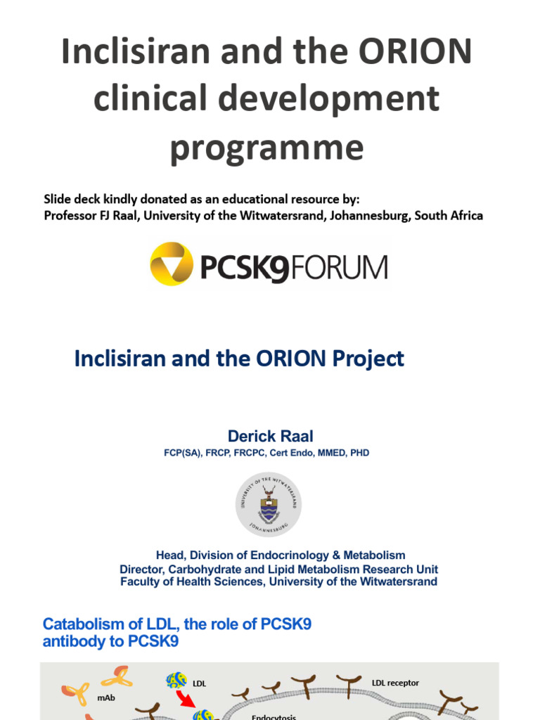 Inclisiran ORION Clinical Development Overview | PDF | Medical ...