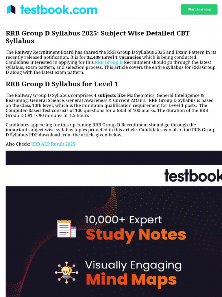 RRB Group D Syllabus 2025 - Subject Wise Detailed CBT Syllabus | PDF