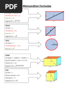 Mensuration Formulas for 2D and 3D | PDF
