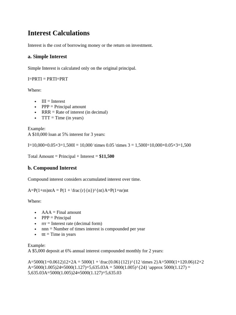 Interest Calculations | PDF