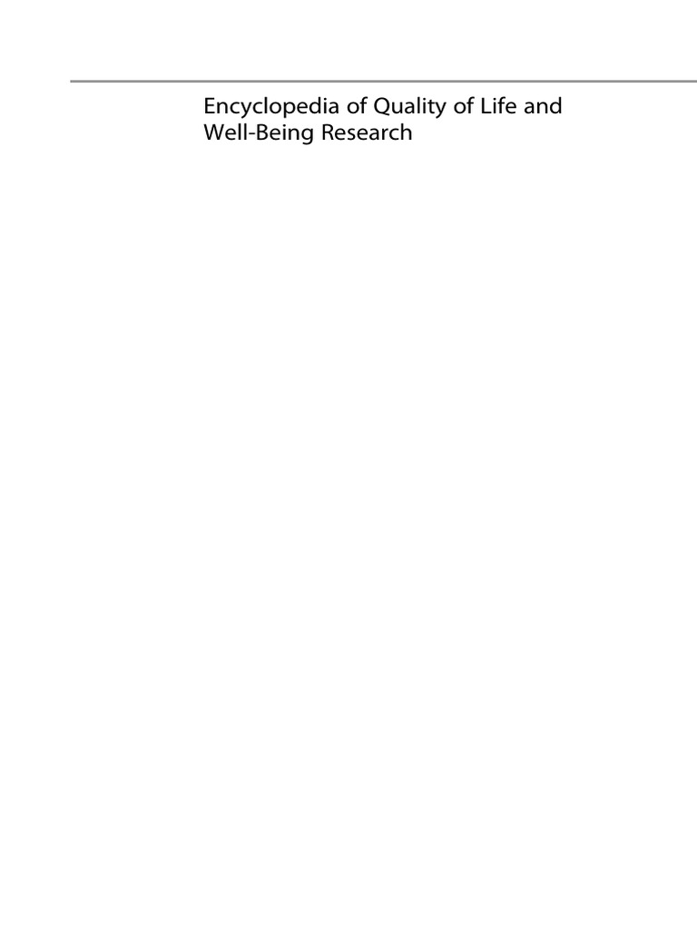 Encyclopedia of Quality of Life Research | PDF | Quality Of Life ...