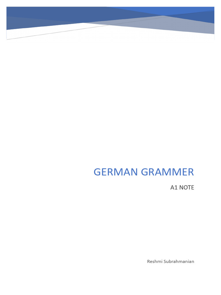 German Grammar A1 Note | PDF