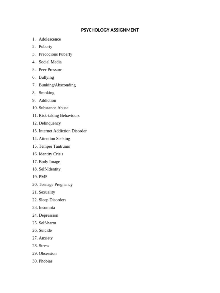 Psychology Project Topics | PDF