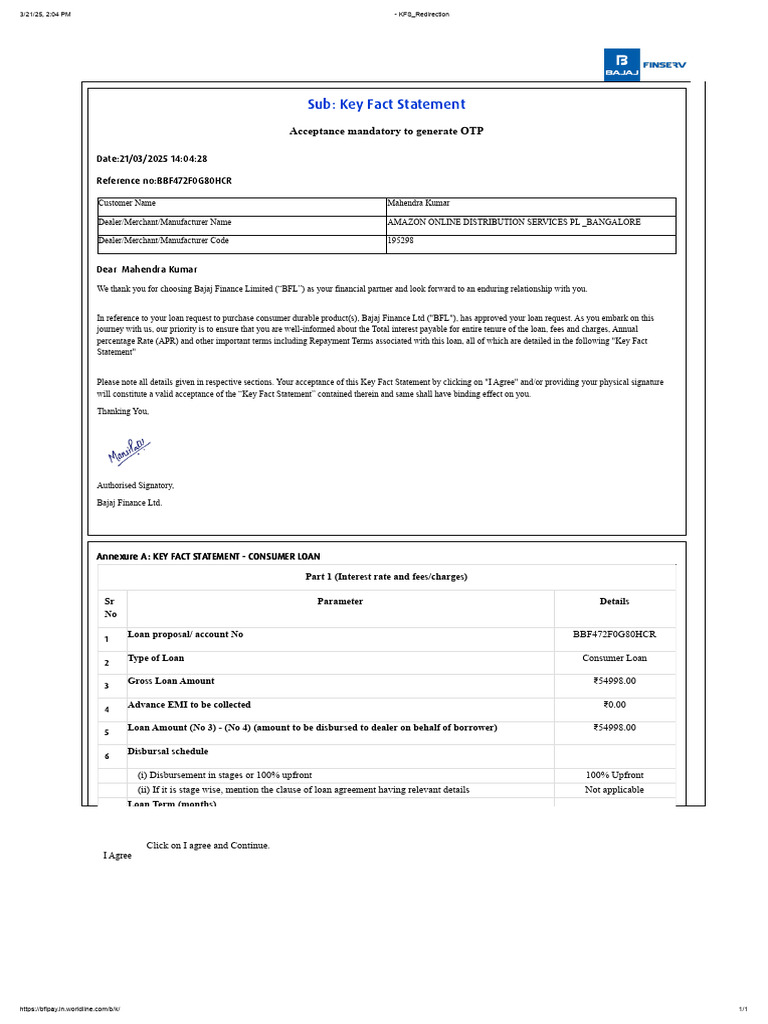 KFS Redirection | PDF | Loans | Credit