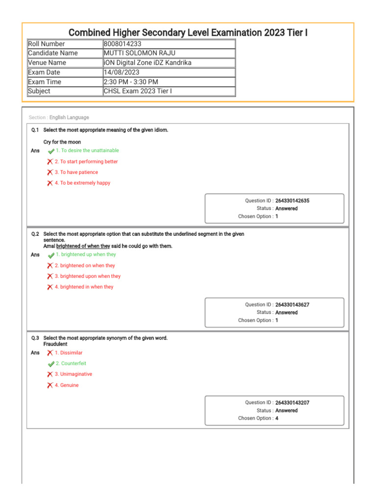 Answer Key SSC CHSL 2023 | PDF | Leonardo Da Vinci
