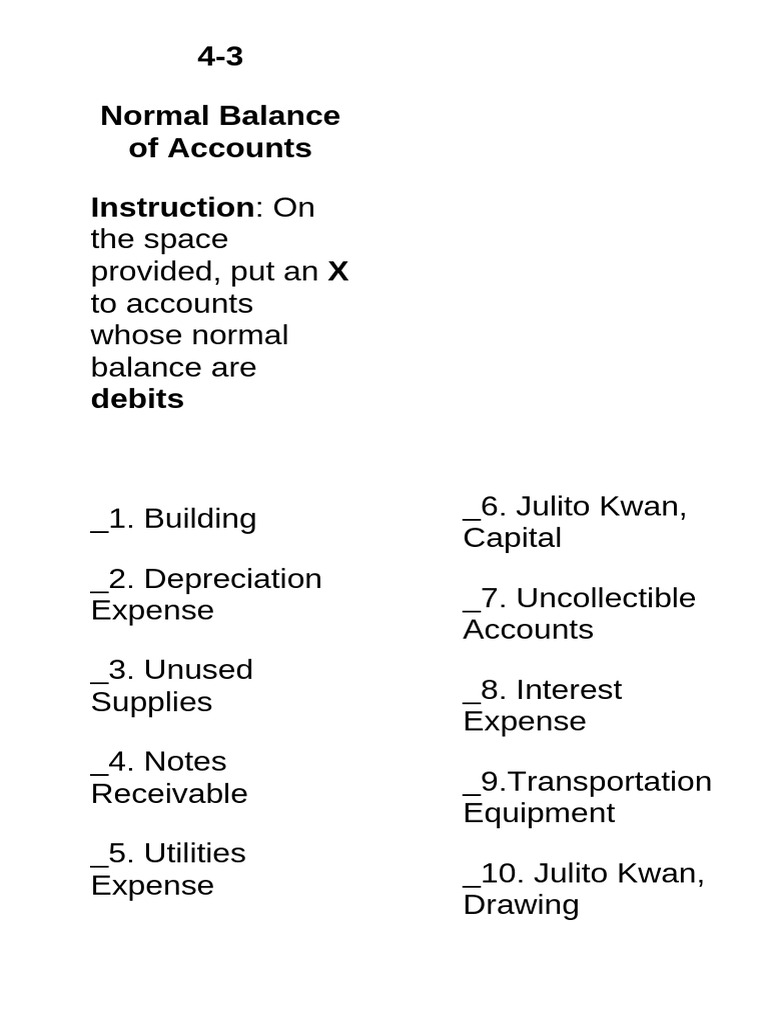 Normal Balance of Accounts Guide | PDF