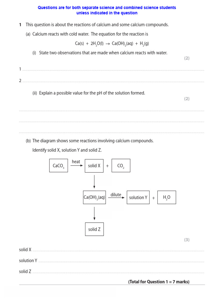 Calcium Reactions and Salt Preparation | PDF | Salt (Chemistry) | Magnesium
