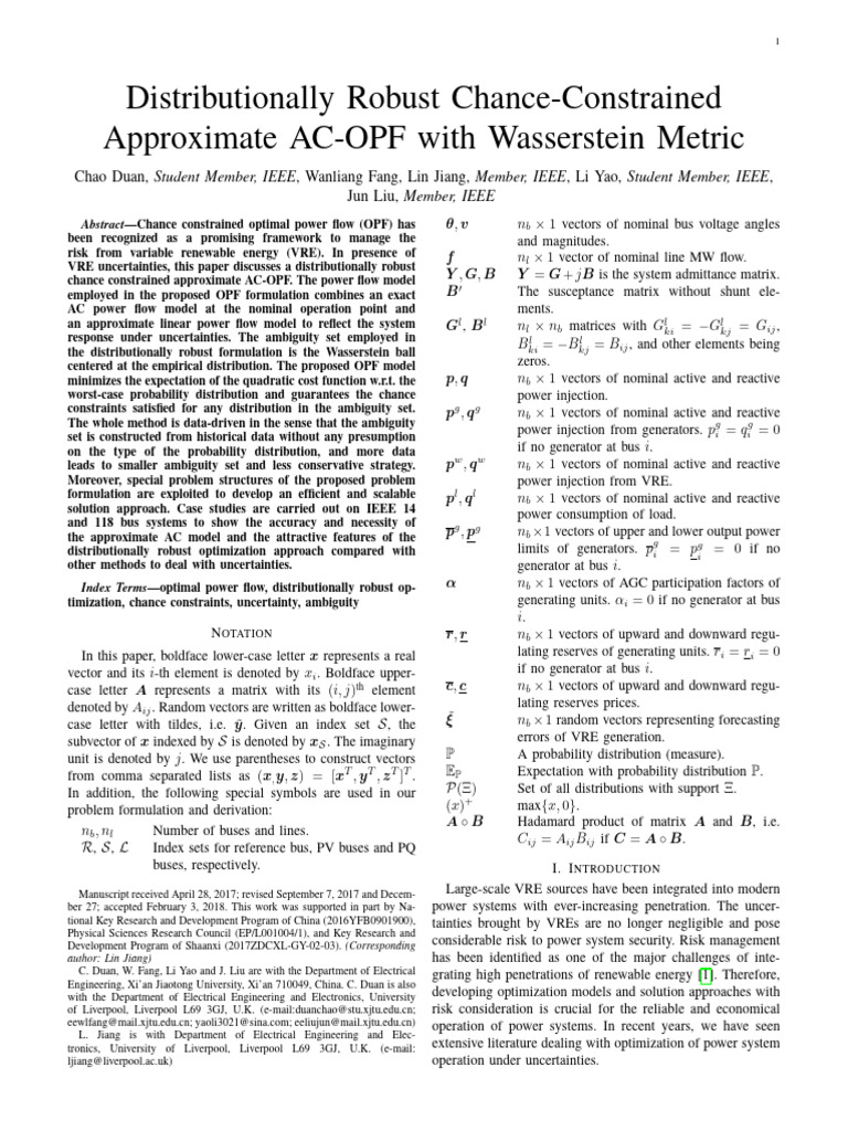 Robust Chance-Constrained AC-OPF Model | PDF | Mathematics ...