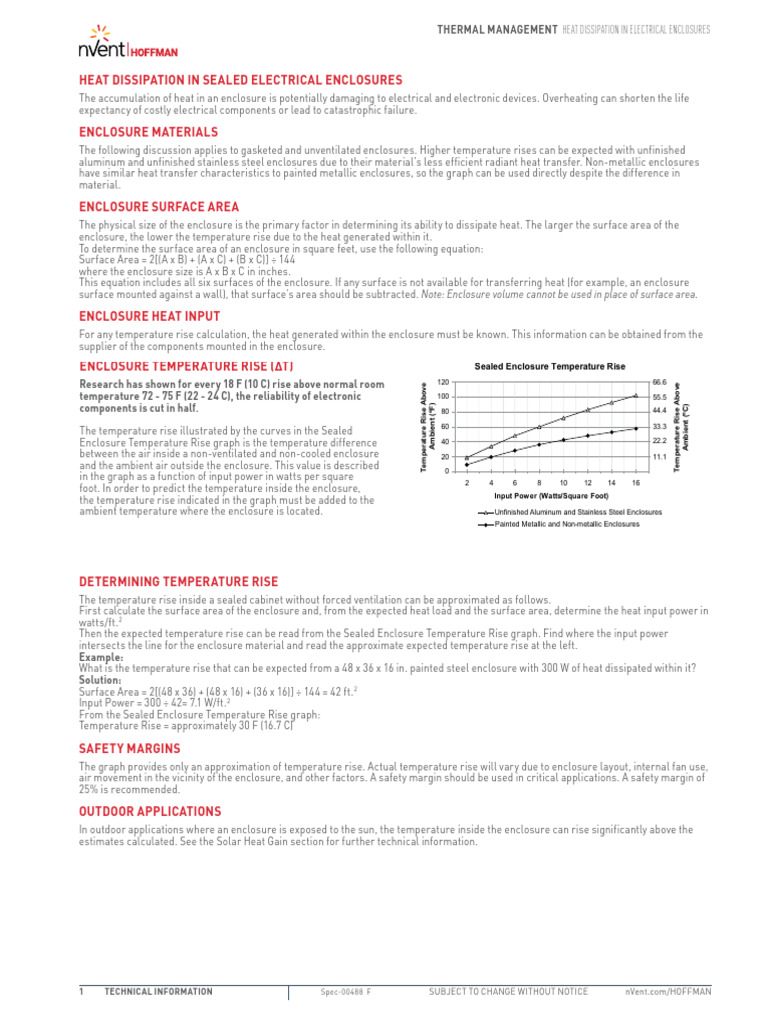 Enclosure Temperature Rise Fans Cooling | PDF | Heat Transfer | Heat