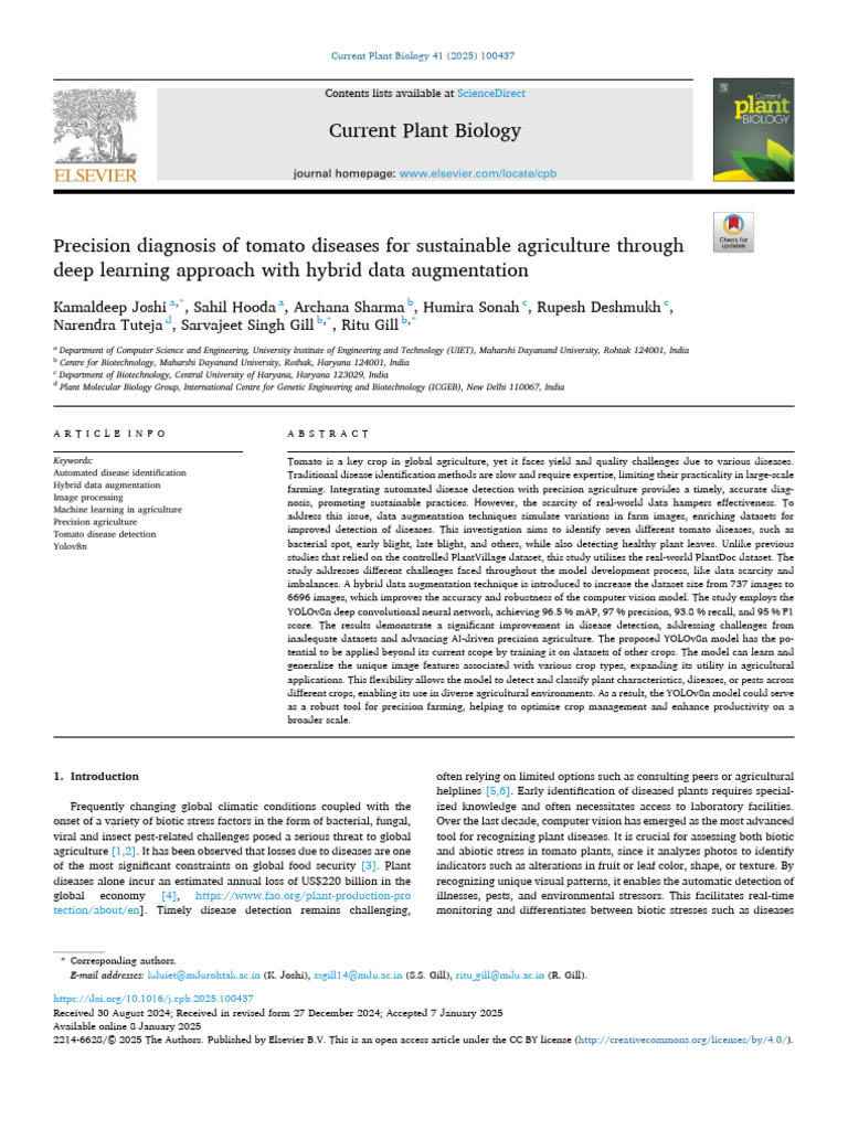Tomato Disease Detection via Deep Learning | PDF | Deep Learning ...