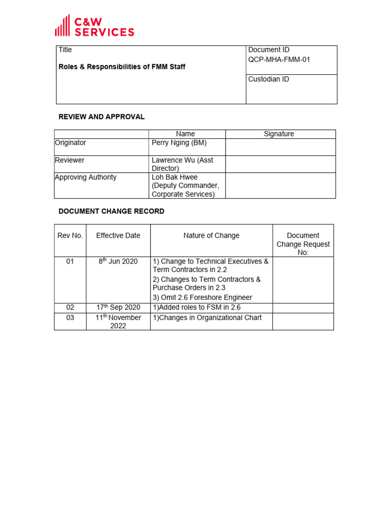 FMM Staff Roles & Responsibilities Guide | PDF | Fire Safety | General ...