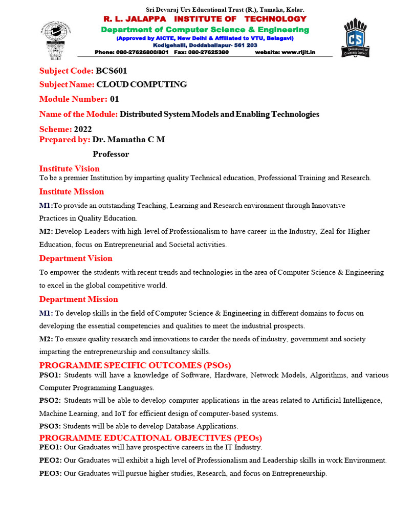 MOD 1 NOTES CC | PDF | Virtual Machine | Computer Cluster