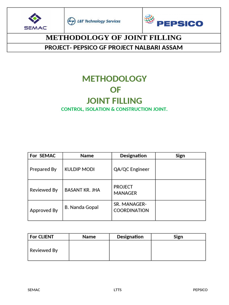 Methodology of Joint Filling | PDF | Polyurethane | Concrete