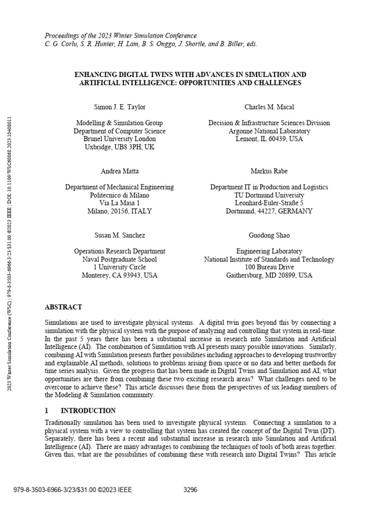 Enhancing Digital Twins with AI Insights | PDF | Simulation ...
