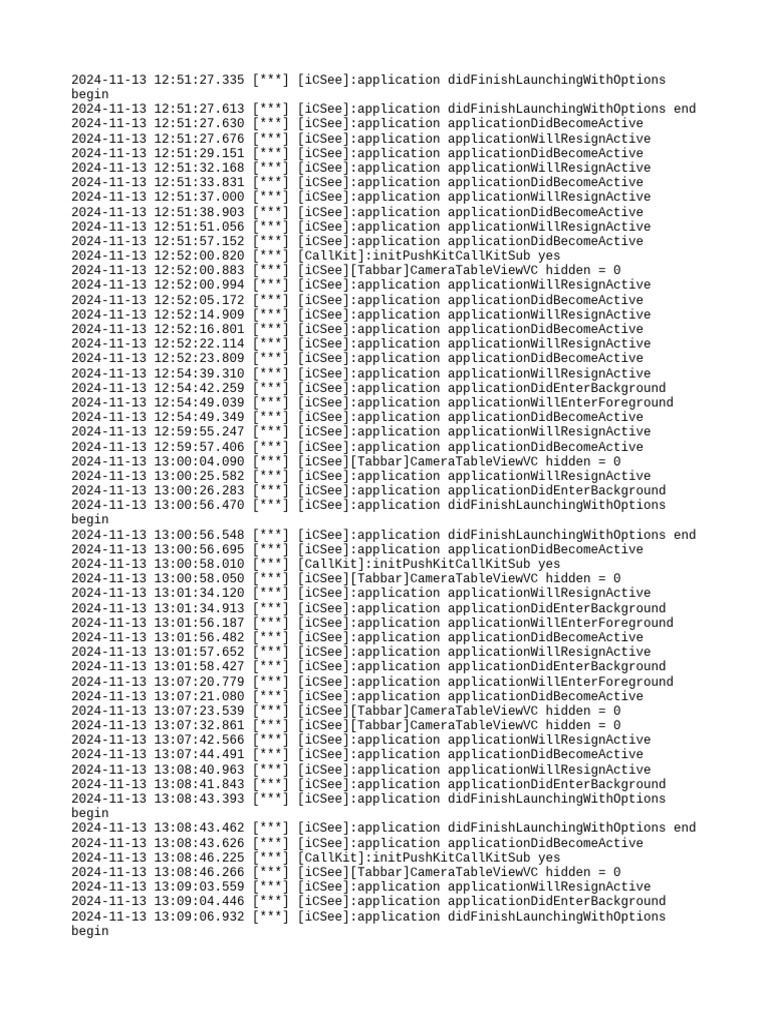 iCSee App State Transitions Log | PDF