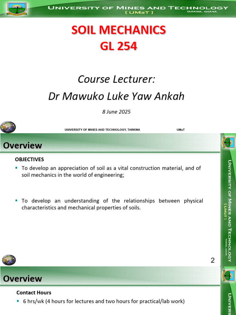 Soil Mechanics Course Overview at UMaT | PDF | Density | Soil