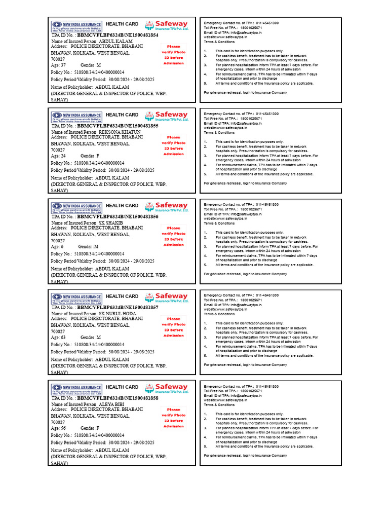 BBMCVFLBP6324B/NE1500481854: Health Card | PDF | Financial Services ...