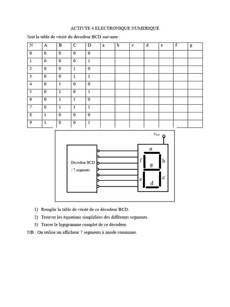 Décodeur BCD et Affichage 7 Segments | PDF