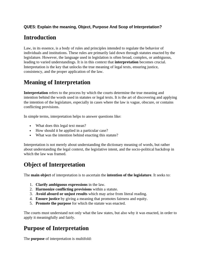 Understanding Legal Interpretation and Its Scope | PDF | Statutory ...