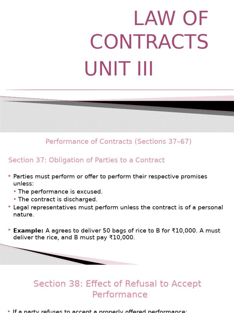 Performance of Contracts Explained | PDF | Private Law | Common Law