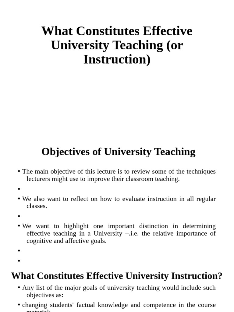 Lecture 5 - What Constitutes Effective University Instruction | PDF ...