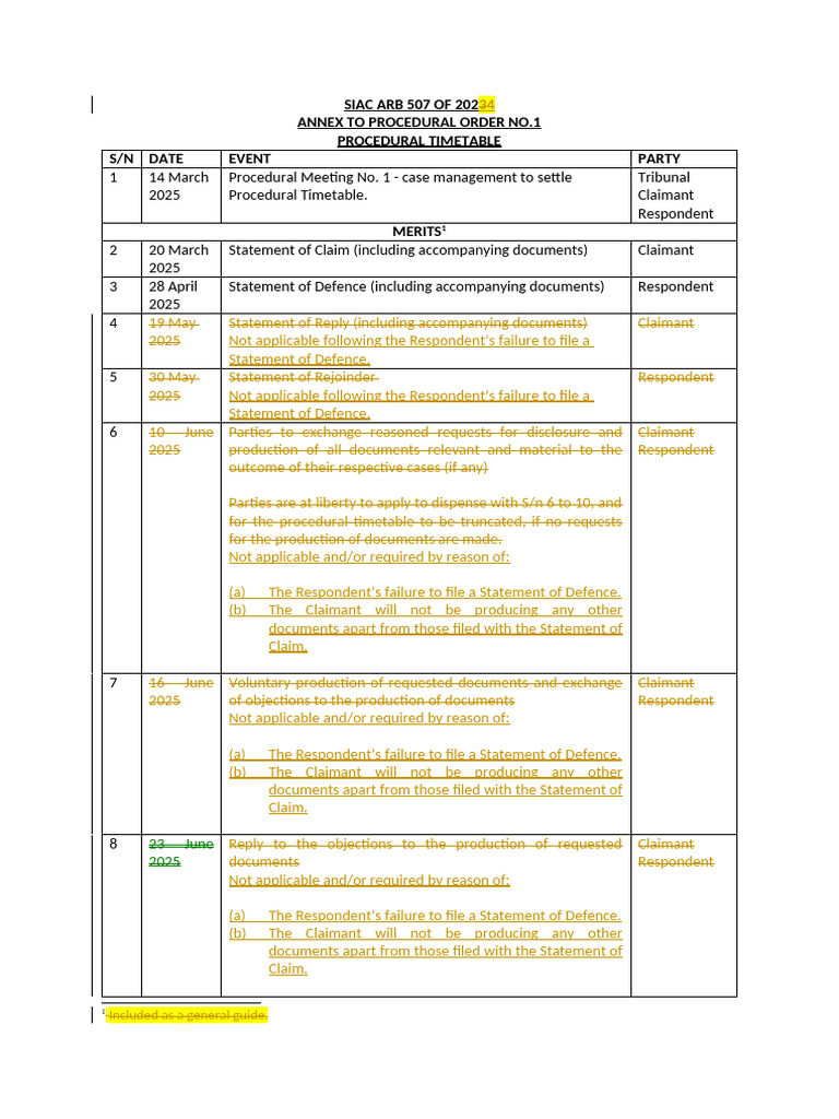 ARB507 of 2024-Draft Procedural Timetable No. 2 (2025!05!05) | PDF ...
