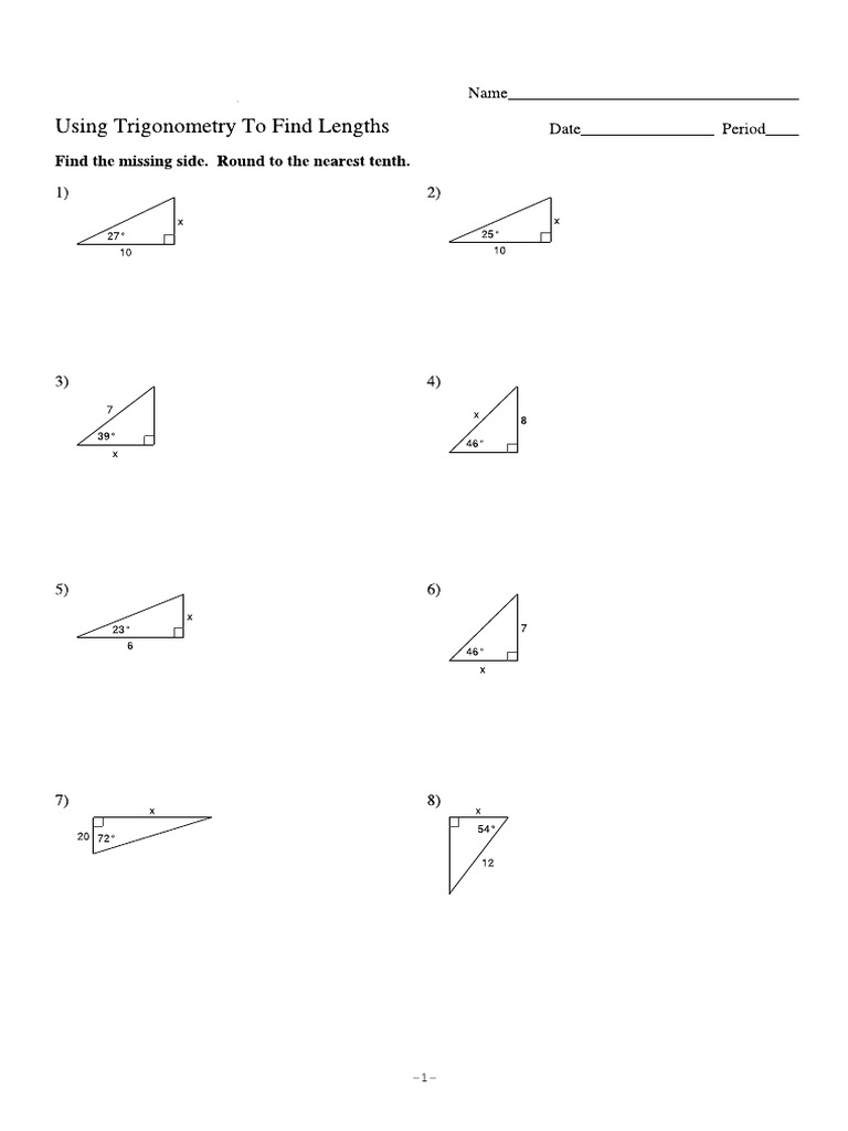 Trigonometry To Find Lengths 1 | PDF