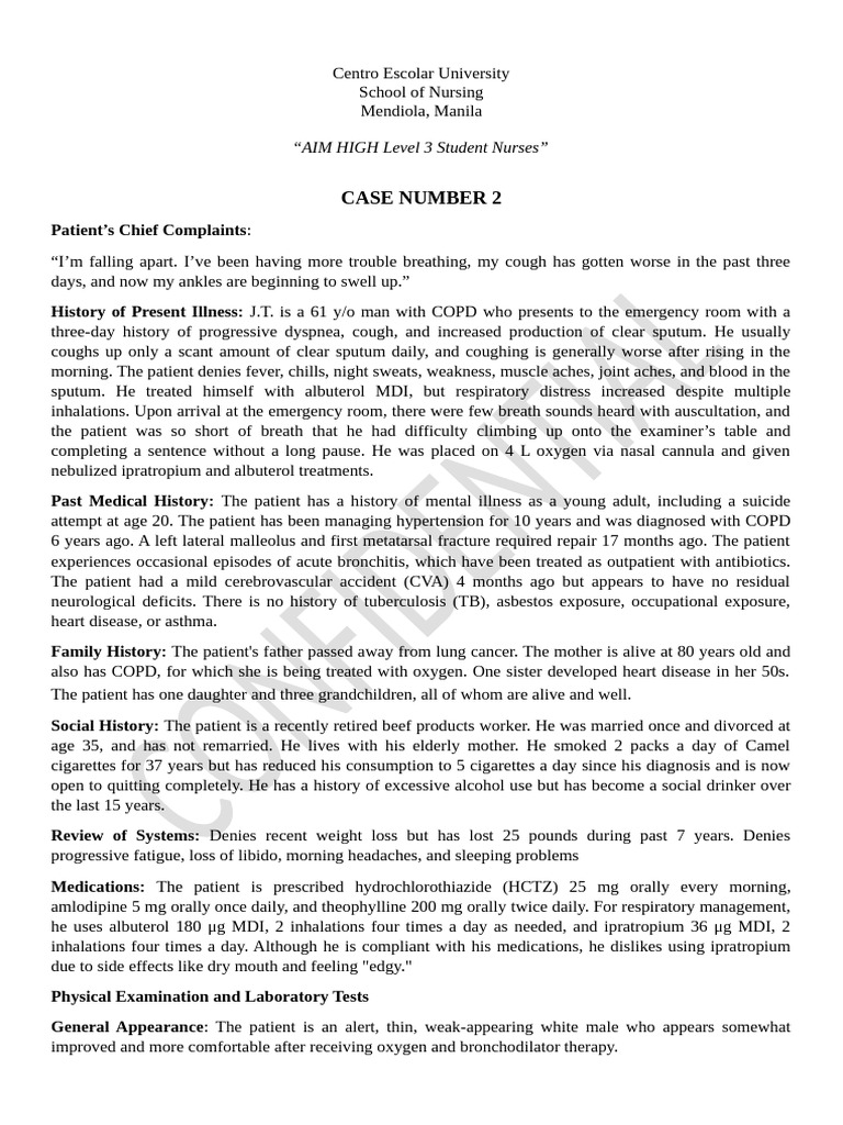 COPD Patient Case Study Analysis | PDF | Chronic Obstructive Pulmonary ...