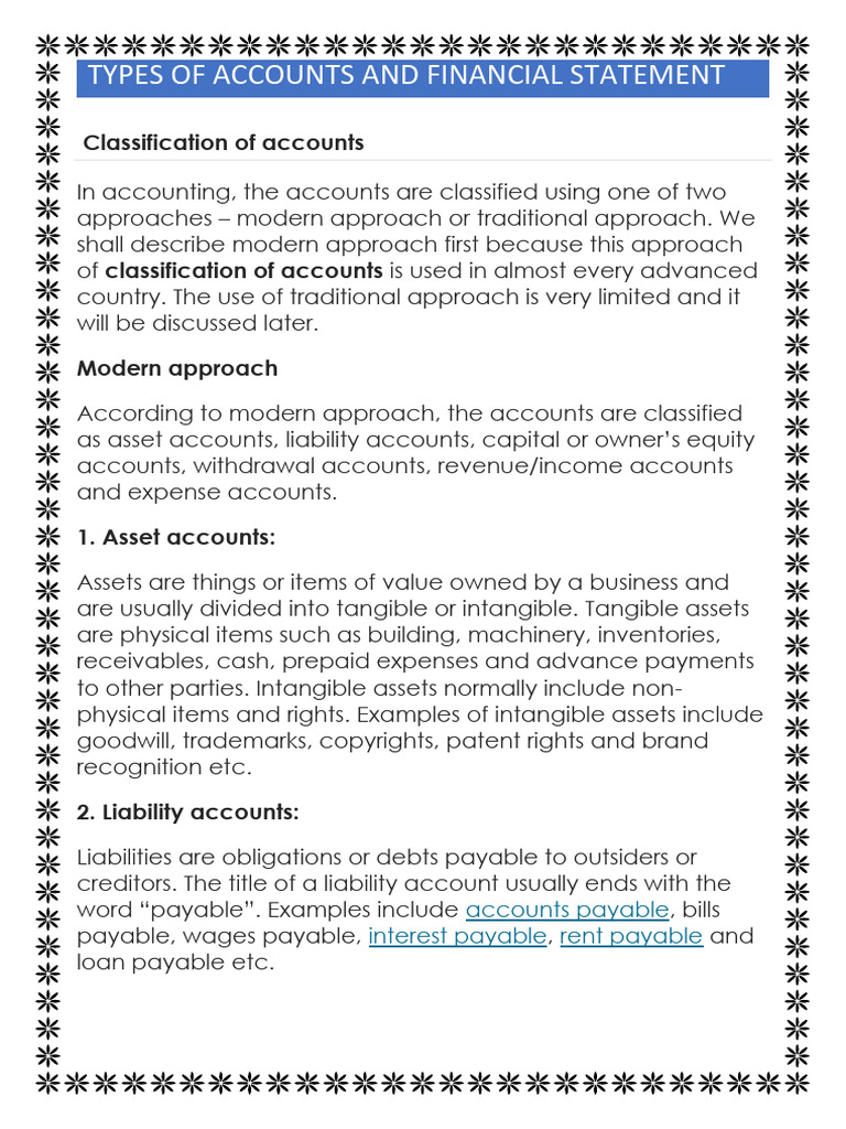 Chapter - 4 Types of Accounts and Financial Statement | PDF | Expense ...