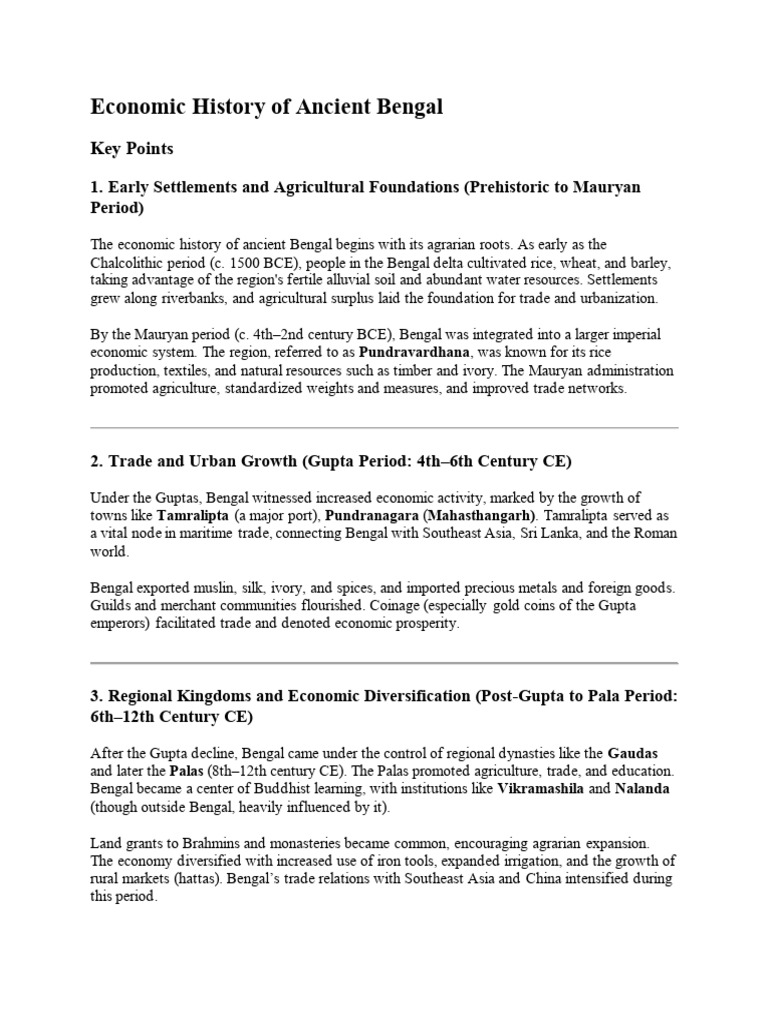 Lec-12 - Economic History of Ancient Bengal | PDF | Bengal | Trade