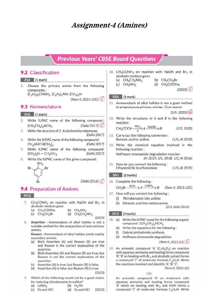 Assignment 4 (Amines) | PDF