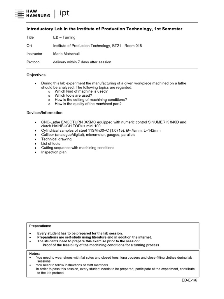 Turning Process Lab Protocol | PDF | Machining | Force