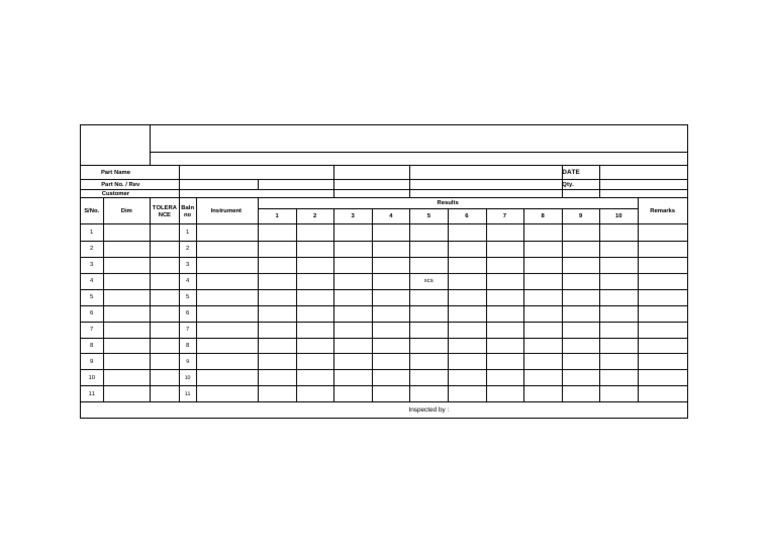 Blank Q C Report 1 | PDF