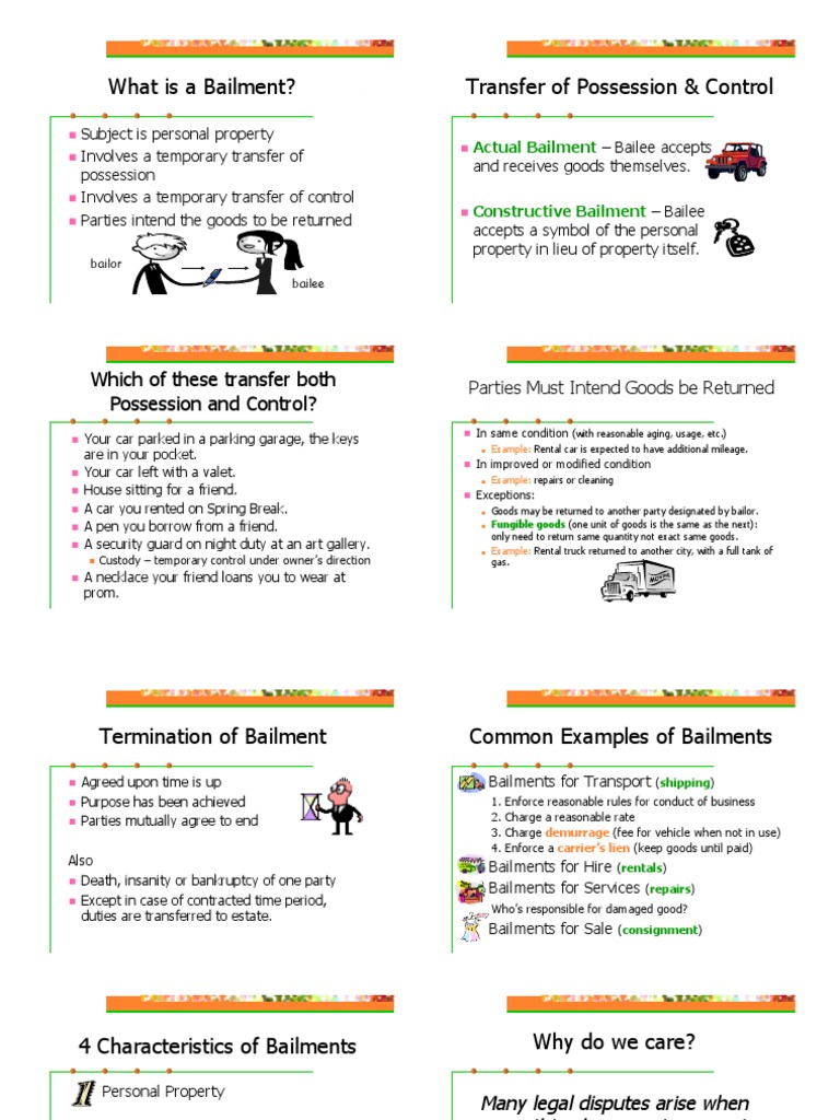 Understanding Bailment Types and Examples | PDF | Disclaimer | Virtue