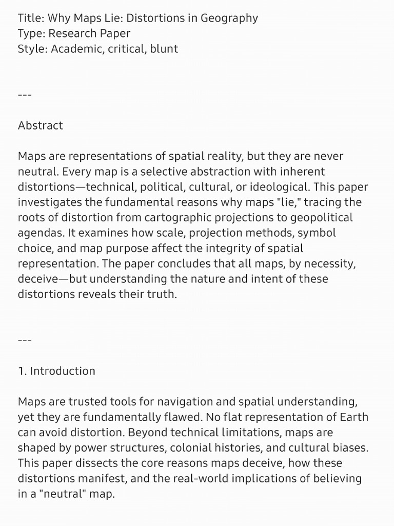 Why Maps Lie Distortions in Geography | PDF