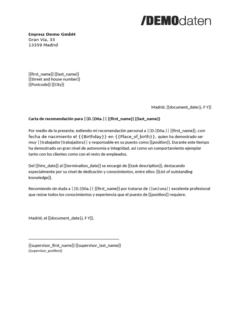 Carta de Recomendación Profesional | PDF
