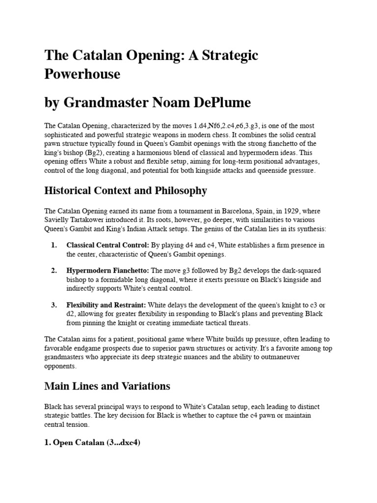Mastering the Catalan Opening | PDF | Chess Openings | Abstract ...