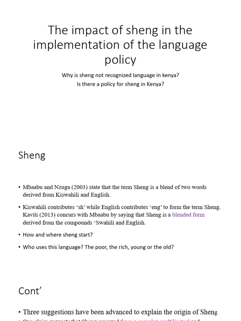 Impact of Sheng on Language Policy in Kenya | PDF | English Language | Word