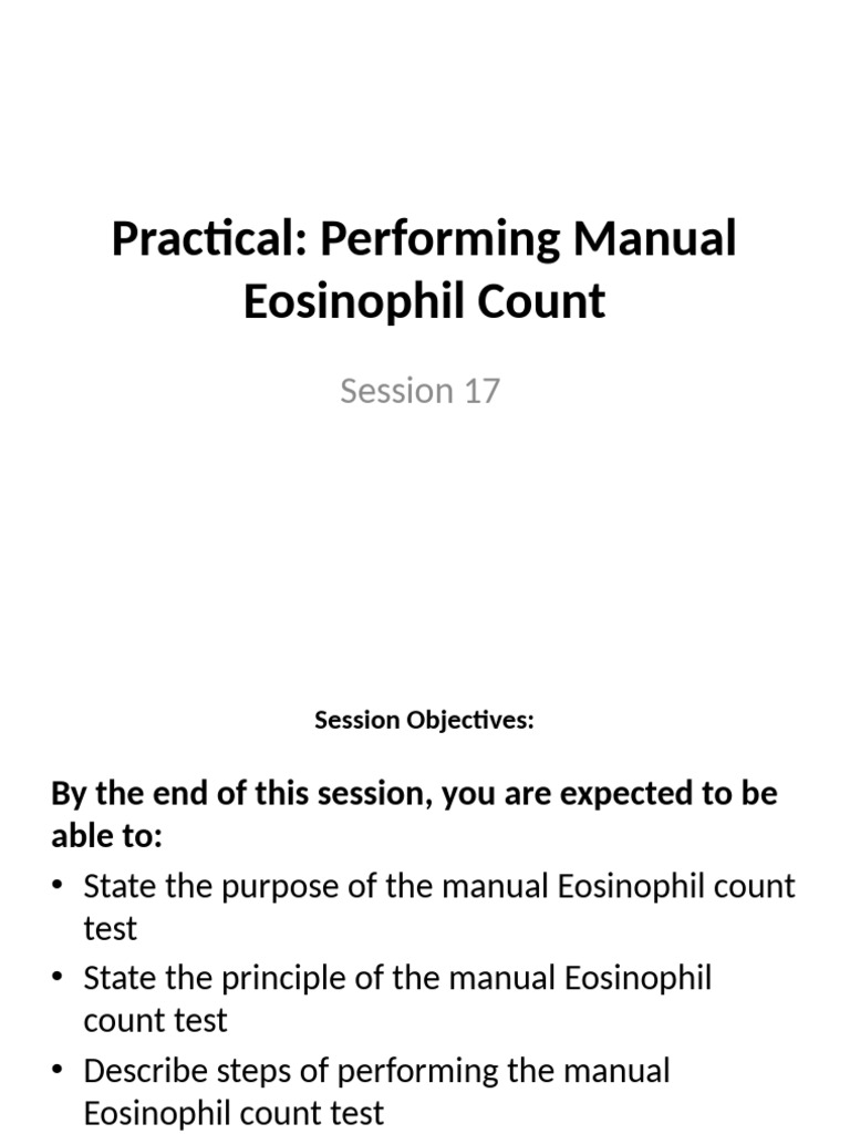 Manual Eosinophil Count Procedure | PDF | Medical Specialties ...