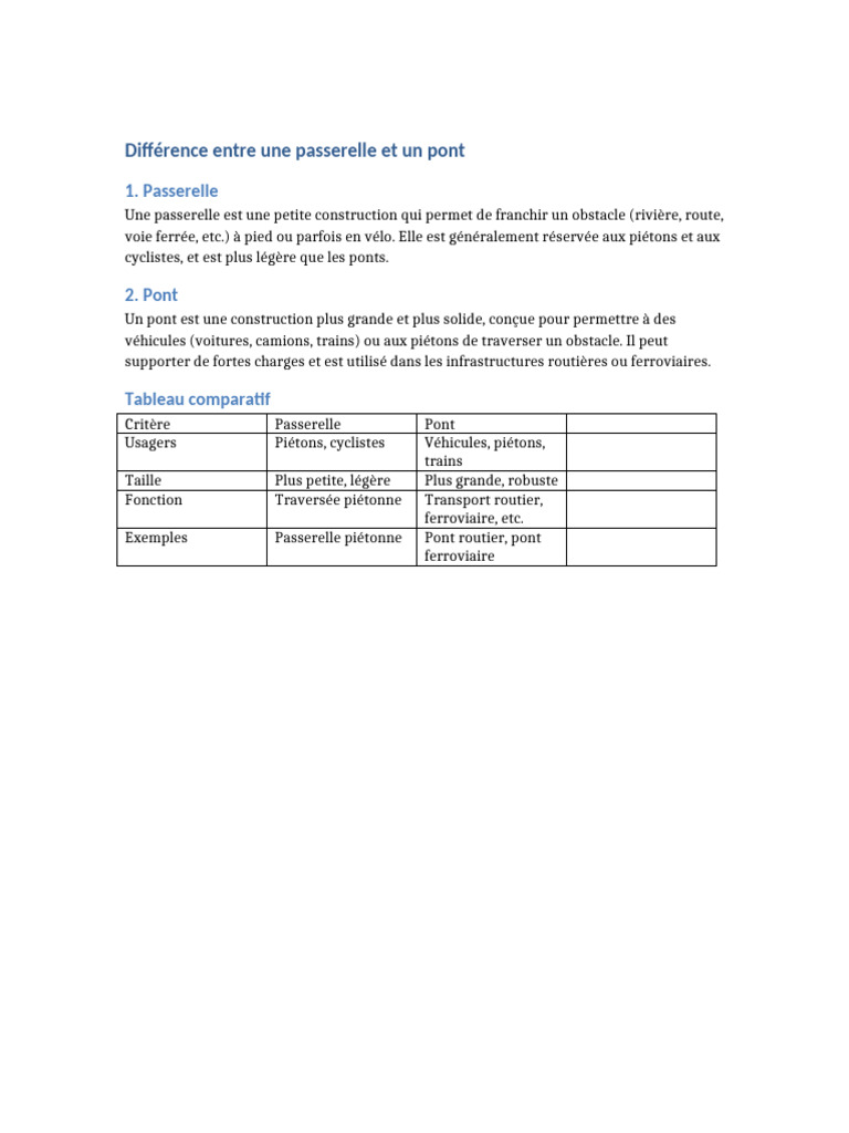 Différence entre passerelle et pont | PDF