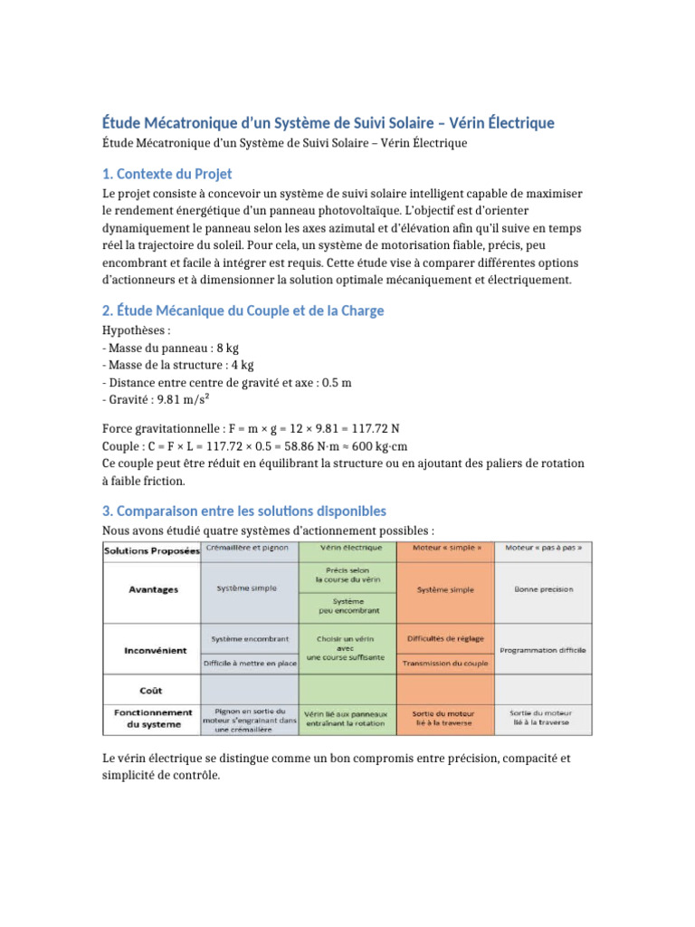 Vérin Électrique pour Suivi Solaire PDF Arduino Interrupteur — free download