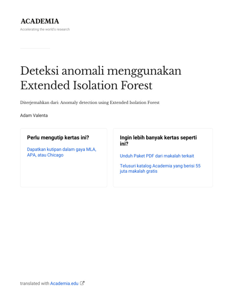 Deteksi Anomali dengan Extended Isolation Forest | PDF