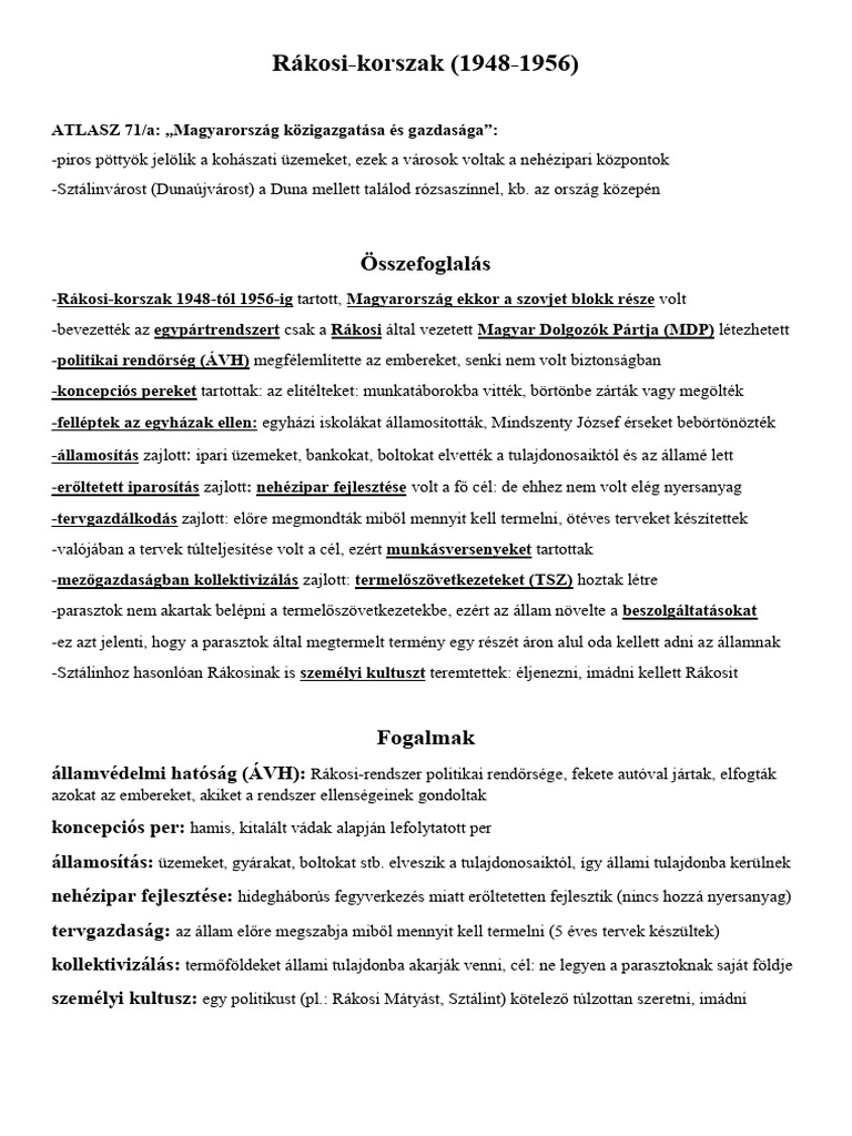 Rákosi Szóbelitétel | PDF