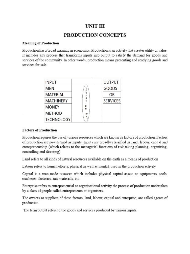 EFM in MBA: Production Concepts Explained | PDF | Production Function ...