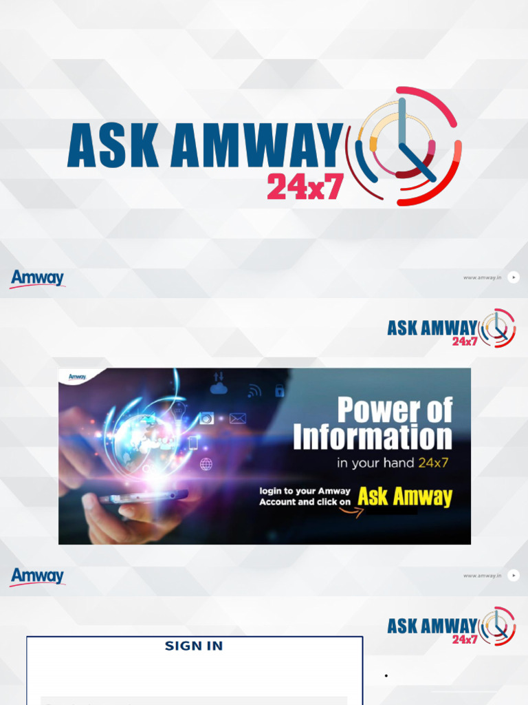 Amway Login Instructions and Support | PDF